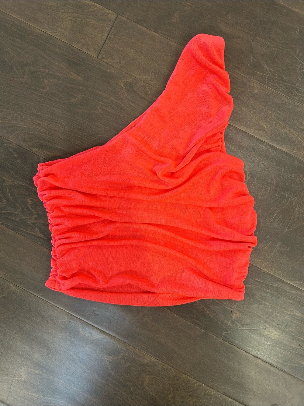 Coral One-Shoulder Cropped Top - Large
